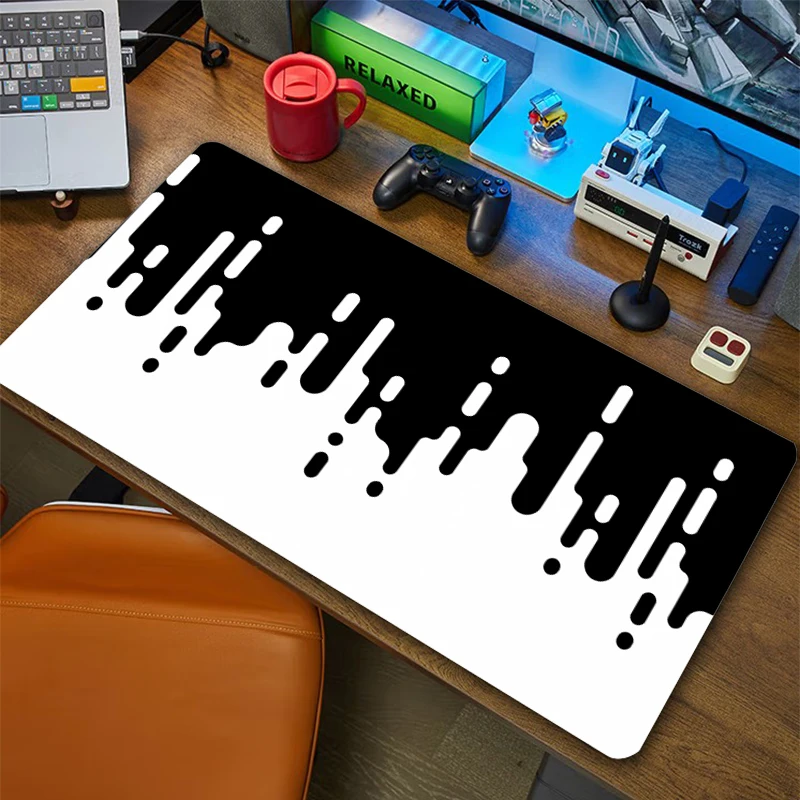 

Large Gaming Mouse Pad Computer Gamer Mousepad Office Accessories For Desk Mat XXL 900x400mm Keyboard Pads Black And White Rug