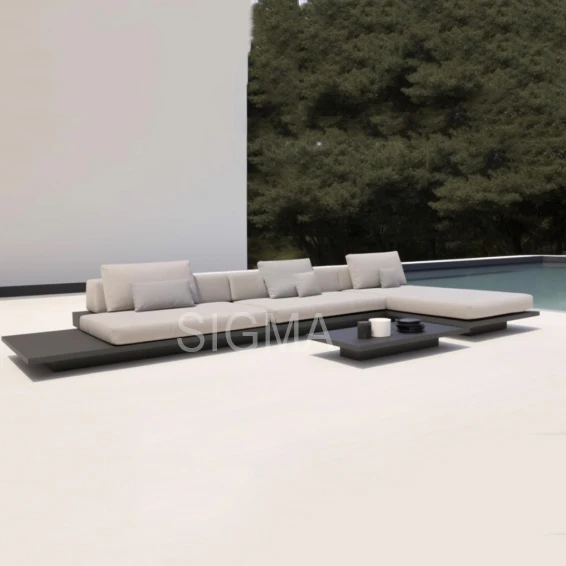 

All Weather Outdoor Modern Patio Sofa Garden Furniture L Shape Luxury Aluminum Garden Sofa
