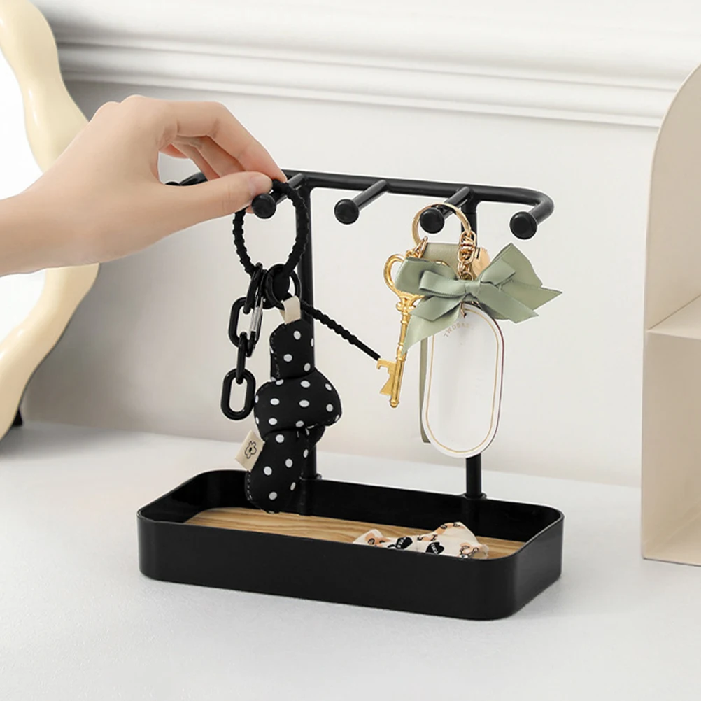 

2pcs Black Desktop Tray Storage Rack Necklace Earrings Keychain Display Stand Bracelet Keychain Display Stand Organizer