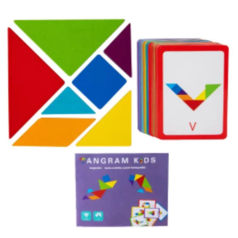 Rompecabezas Tangram de Madera 3D, Juguete Educativo Montessori, Juego de Rompecabezas Geométricos, Ayuda Didáctica de Aprendizaje Preescolar para Niños