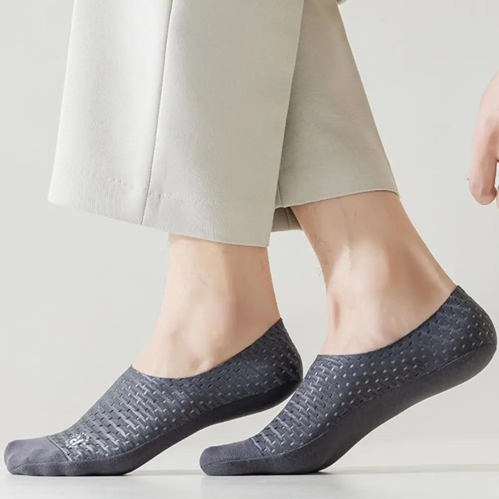 

All Match Hollow Out Men Boat Socks Summer Anti Slip Thin Ankle Socks Men Ice Silk Breathable Invisible Mesh Socks Summer