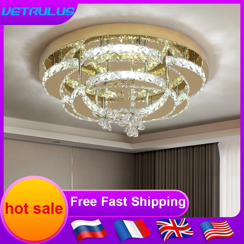 

Modern Crystal Led New Ceiling Lamp Luxury Chandelier Living Dining Room Decor Pendant Light Dimmable Home Decor Indoor Fixture