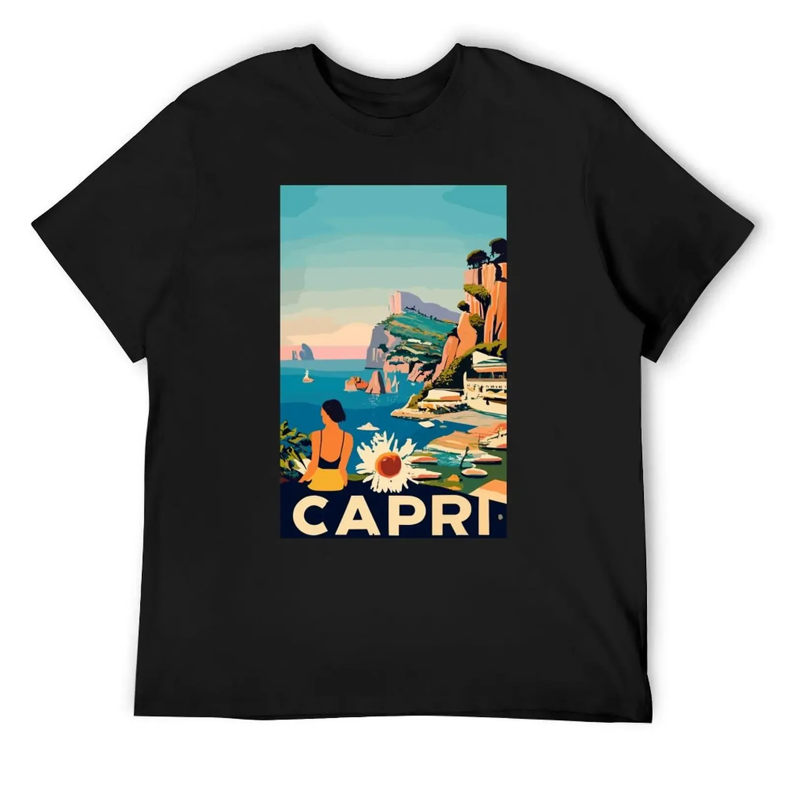 A Vintage Travel Art of Capri - Italy T-Shirt cute tops shirts graphic tees summer tops mens t shirt