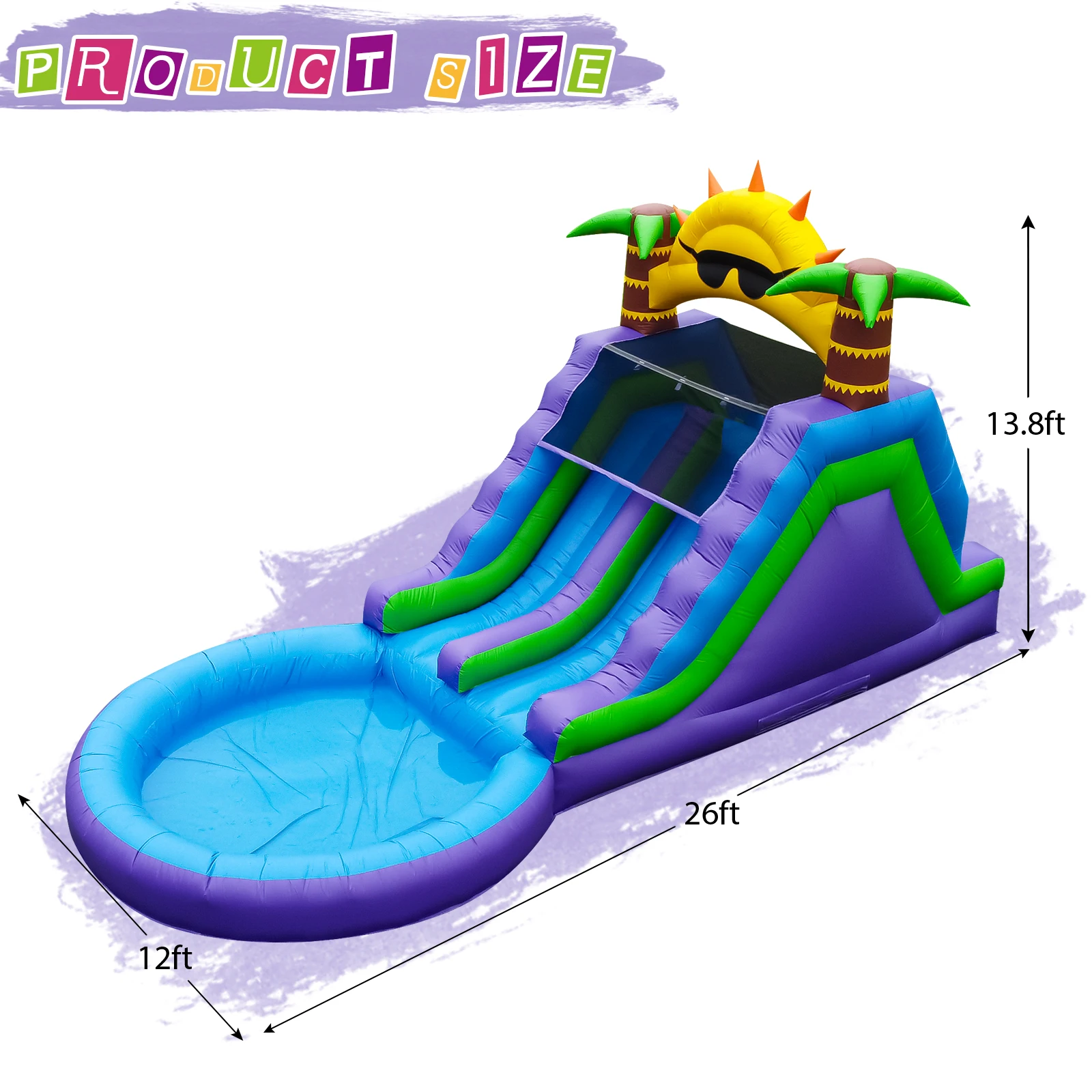 Flor de sol inflable, Sildes al aire libre, rebote de aire, diversión de agua, equipo de juego, agua inflable, doble tobogán, pozo de bolas de burbujas