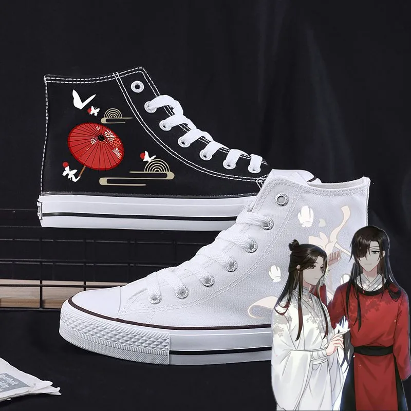 Tian Guan Ci Fu Hua Cheng Xie Lian Cosplay Leinwand Schuhe Frauen Männer Student Knöchel Stiefel Turnschuhe Paar High Top sport Schuhe