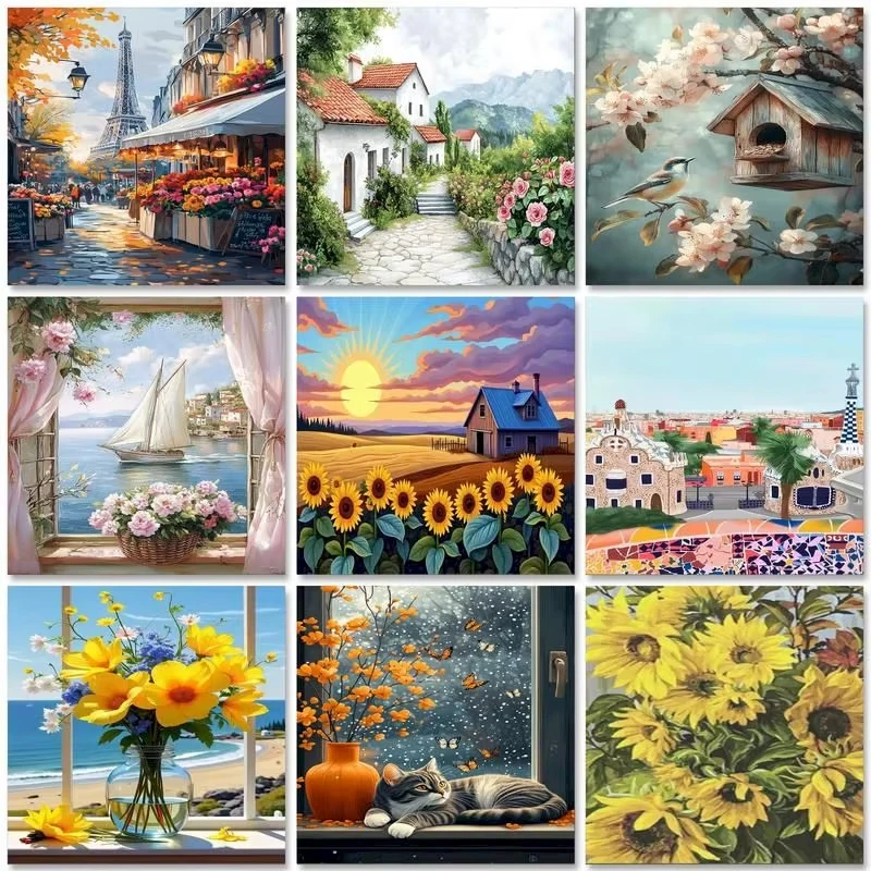 

DIY безрамная картина по номерам стартовые наборы пейзаж ручная роспись художественная картина по номерам для домашнего декора произведения искусства