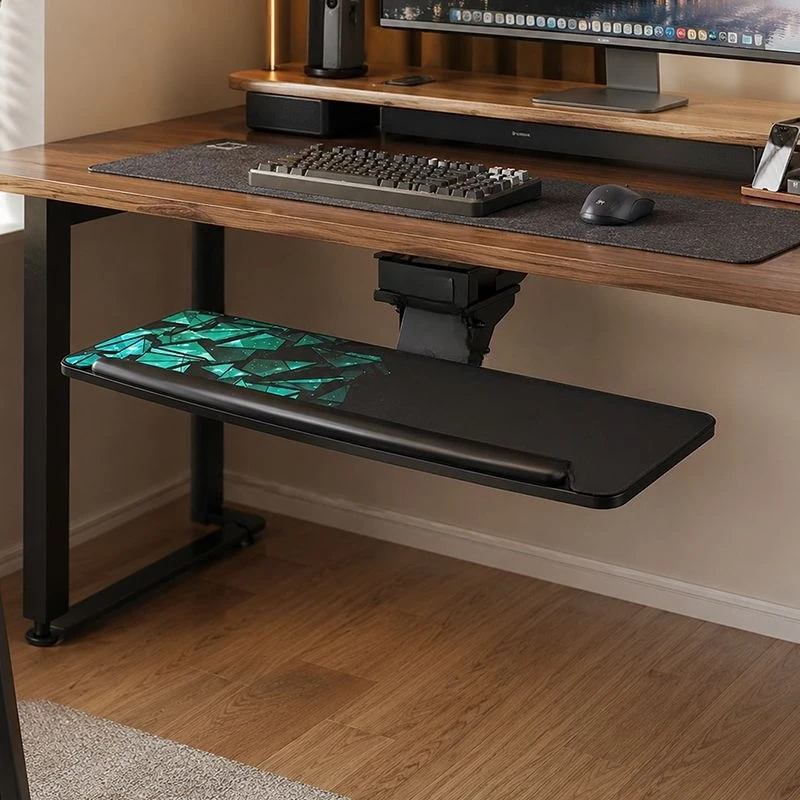 Keyboard tray, under-table pull-out mouse tray, widened, desktop extension rotating bracket