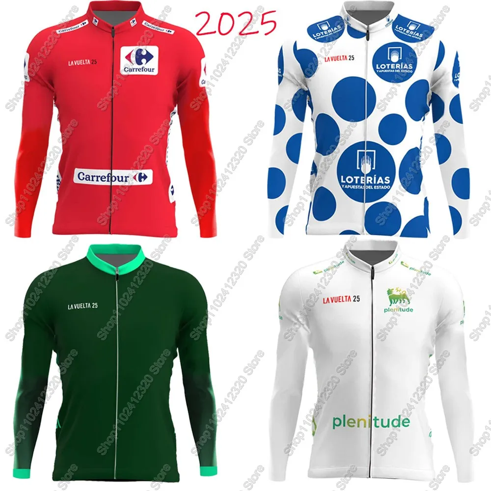 

Spain Tour Team 2025 France Men Cycling Jersey Red Green Long Sleeve Clothing Race Road Bike Shirts Bicycle Tops MTB Uniform