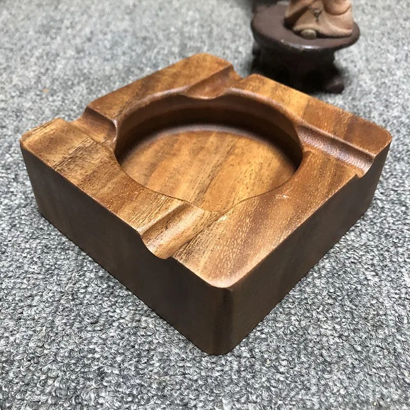 

Home Solid Wood Square Ashtray Large-capacity Cigar Tray Ashtray for Offices Living Rooms Bars and Other Places