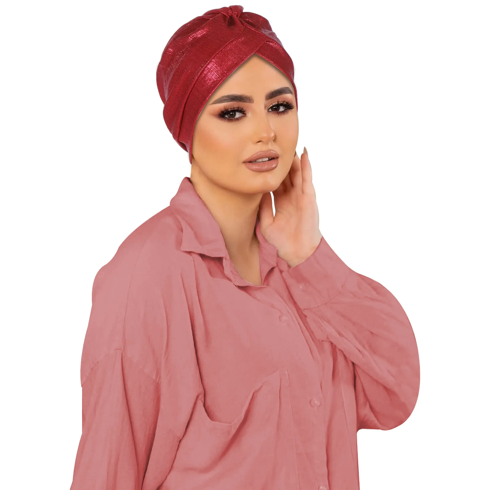 

Glitter Shiny Headscarf Indian Turban Bonnet Muslim Inner Hijab Women Hat Beanie Hair Loss Chemo Cap Head Wrap Turbante Mujer