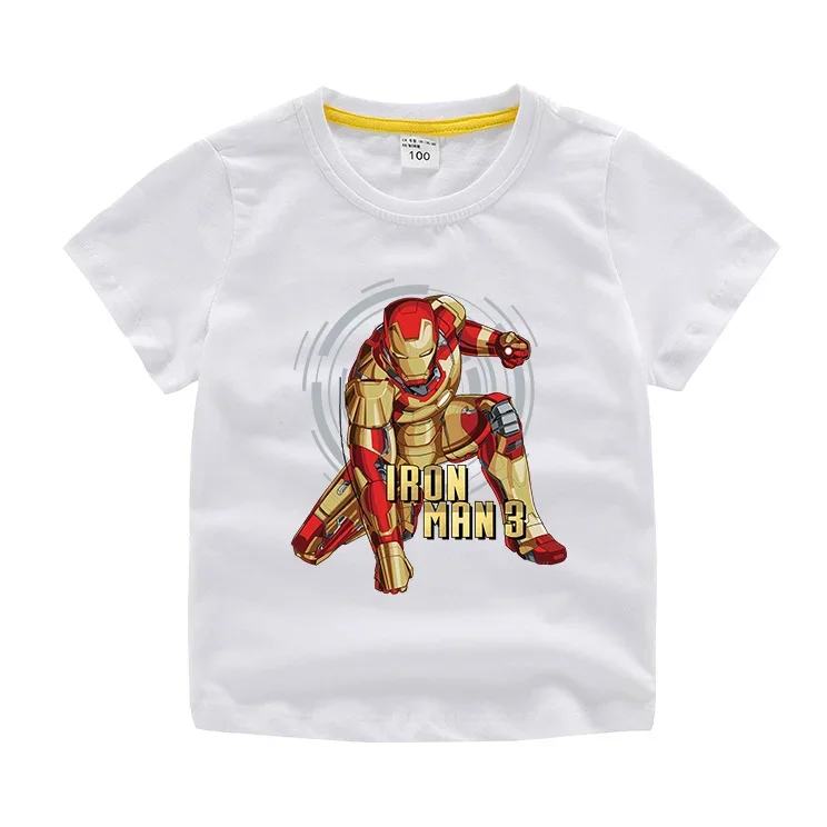 Marvel Iron Man Boy T-shirt Children\'s Spider-Man Co-branded Short Sleeve Cotton T shirt Baby Boys Cartoon Fashion Trend Clothes