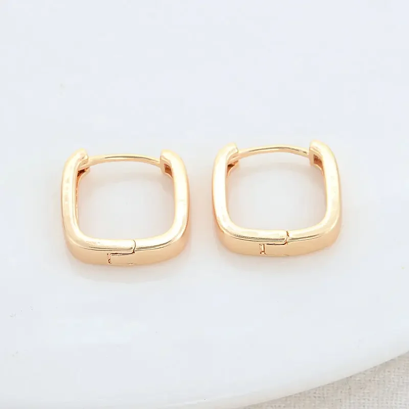 15.5MM 14K Gold Color Brass Square Earrings Hoops High Quality Jewelry Making Supplies Diy Findings Accessories