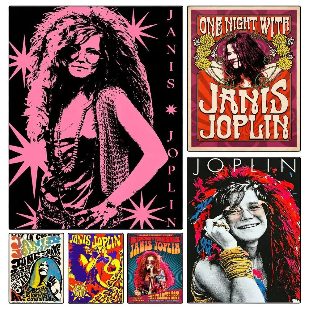 music Janis Joplin Poster Poster Waterproof HD Unframed Self‑Stick Decor Wall Art for Home Room Decoration Gift