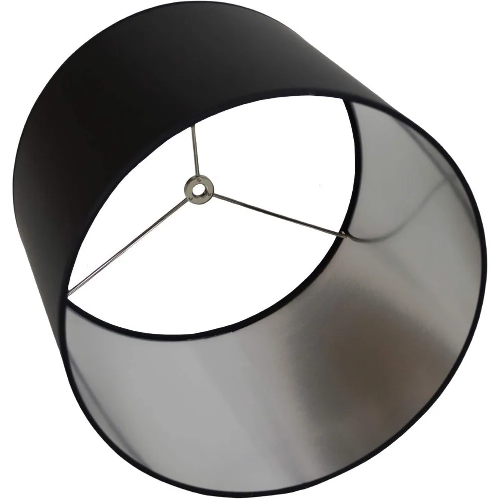 عاكس الضوء الطبل من القماش الأسود مع لمسات فضية، 12 قطرًا علويًا، 12 قطرًا سفليًا، 10 ارتفاعًا، مرفق عنكبوت لسهولة التعليق