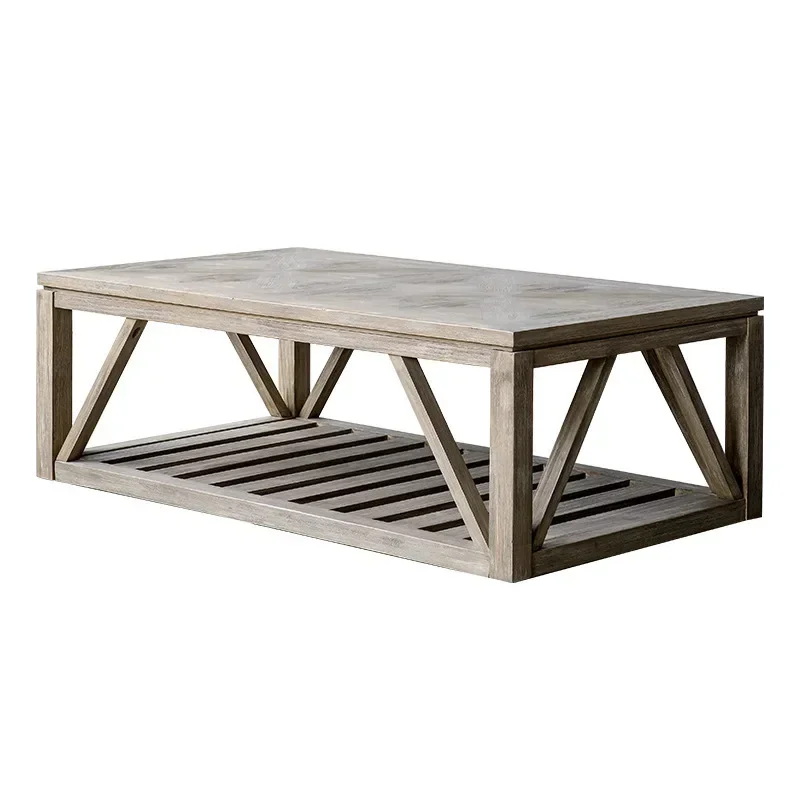 

North American country, solid wood coffee table New Zealand pine parquet double layer coffee side