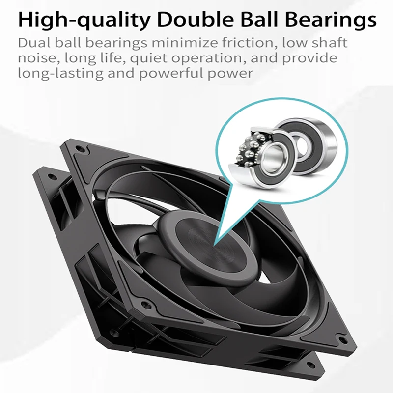TEUCER Computer-CPU-Kühlerlüfter, 120 mm, leistungsstarke 3000 U/min, geräuscharme Lüfter für CPU/Gaming-PC und Wasserkühlungskühler