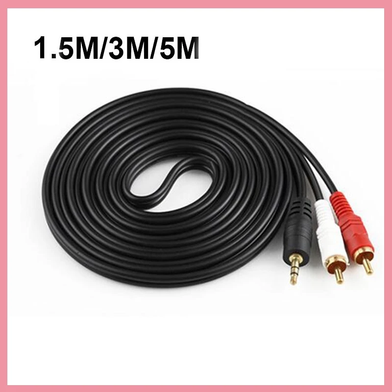 3.5mm Stereo Male Plug to 2 RCA Jack Audio Splitter Cable for MP3 MP4 Aux Phone TV Sound Computer PC Speakers Music Wire Cords