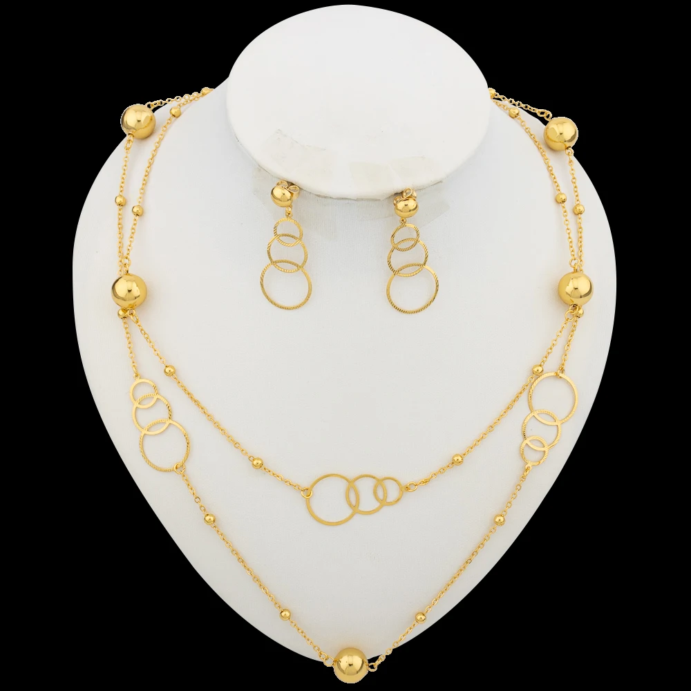 Fashion Jewelry Set for Women Twinkle Star Design Long Chain Necklce and Earrings Gold Plated Copper Waist Jewelry Accessories