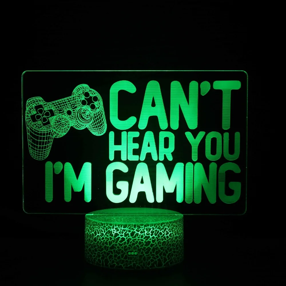 

Nighdn Can't Hear You I'm Gaming Night Light Gamepad Graphic Video Games Gamer Gift Funny 3D Illusion Lamp Room Decor Men Kids