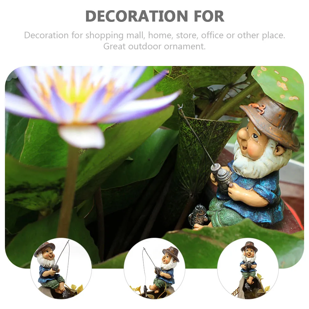 1 قطعة رائعة الراتنج الصيد قزم زخرفة الطبيعية الجميلة تصميم حديقة لوازم الديكور الإبداعية هدية الأصدقاء العائلات #2