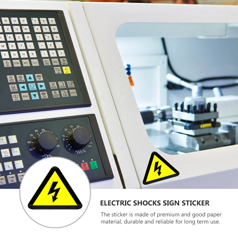 20pcs Electric Warning Caution Electric Shocks Sticker Stickers Safety Signs Yellow Triangle 50x50mm Decals