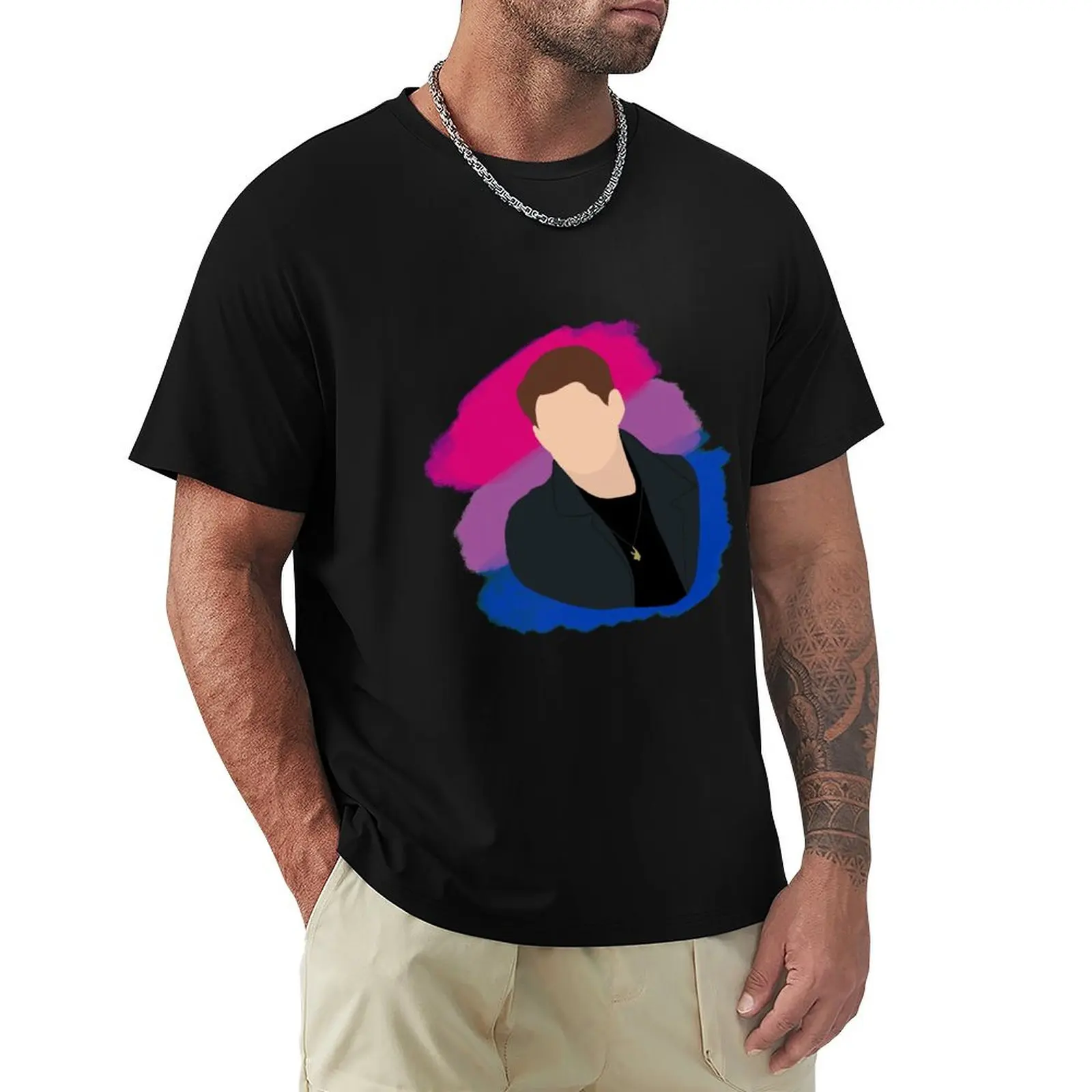 Dean Winchester Bisexual Flag T-Shirt Large Size Basic Casual T-Shirt
