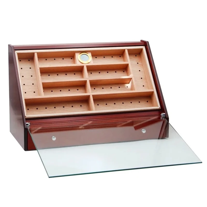 Custom Logo Wooden Humidor Case With Drawers Cigar Storage Box
