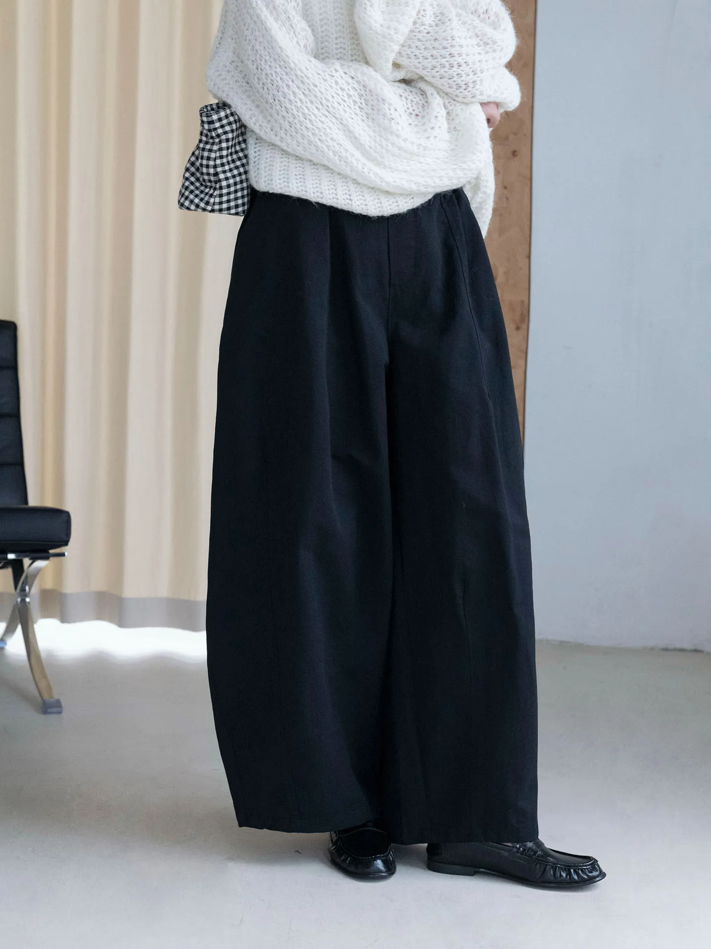 Autumn new Japanese style simple and fashionable high waisted wide leg casual pants look slim and loose pants for women