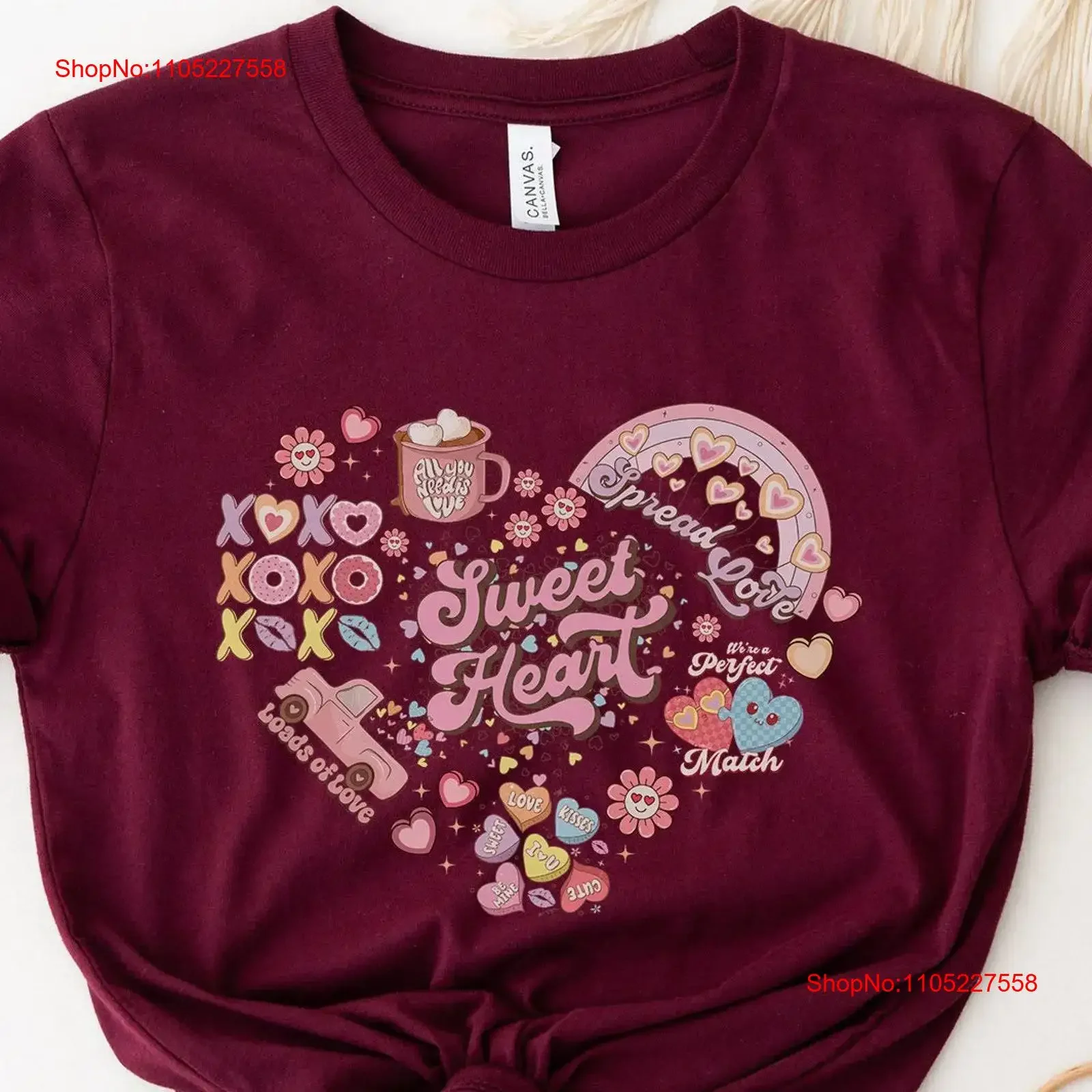 Heart Retro T Shirt Coffee Cute Valentine's Day Outfit SweeT For Girlfriend Women Valentine With Message vintage Washed Unisex