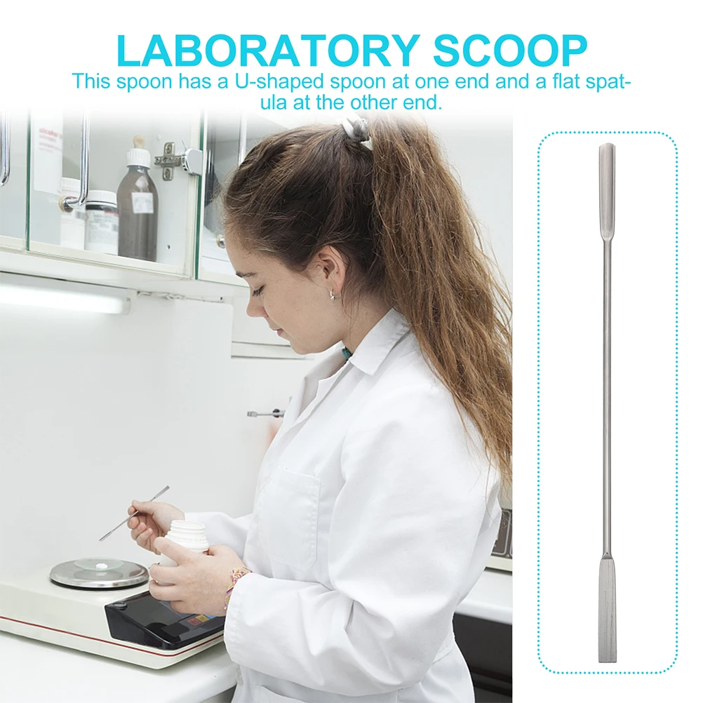 

2pcs Stainless Steel Medicine Scraper Spoon Double Headed Lab Spatula U-Shaped Flat Shovel Acid Alkali Resistant Laboratory