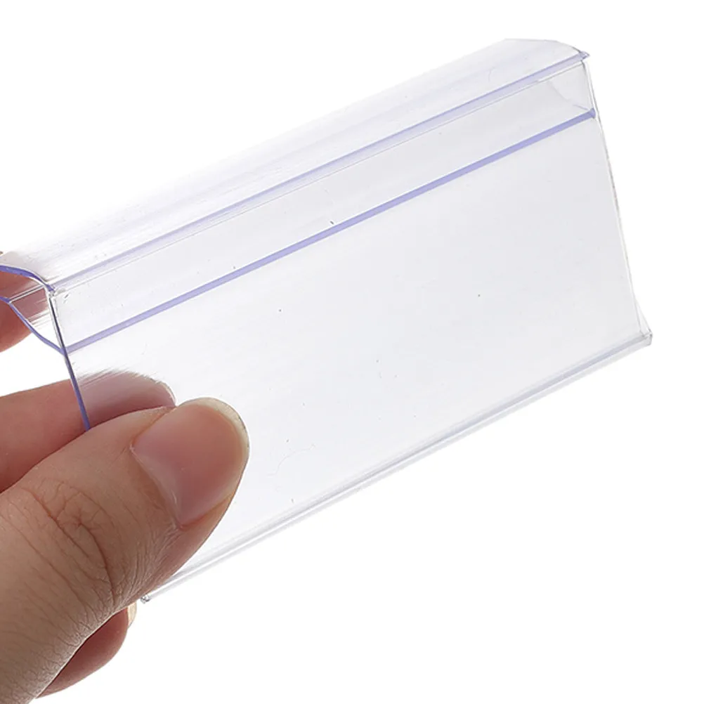 20pcs Clear Plastic Price Tag Holders for Wire Shelving – Retail, Supermarket & Library Display Shelf Accessories
