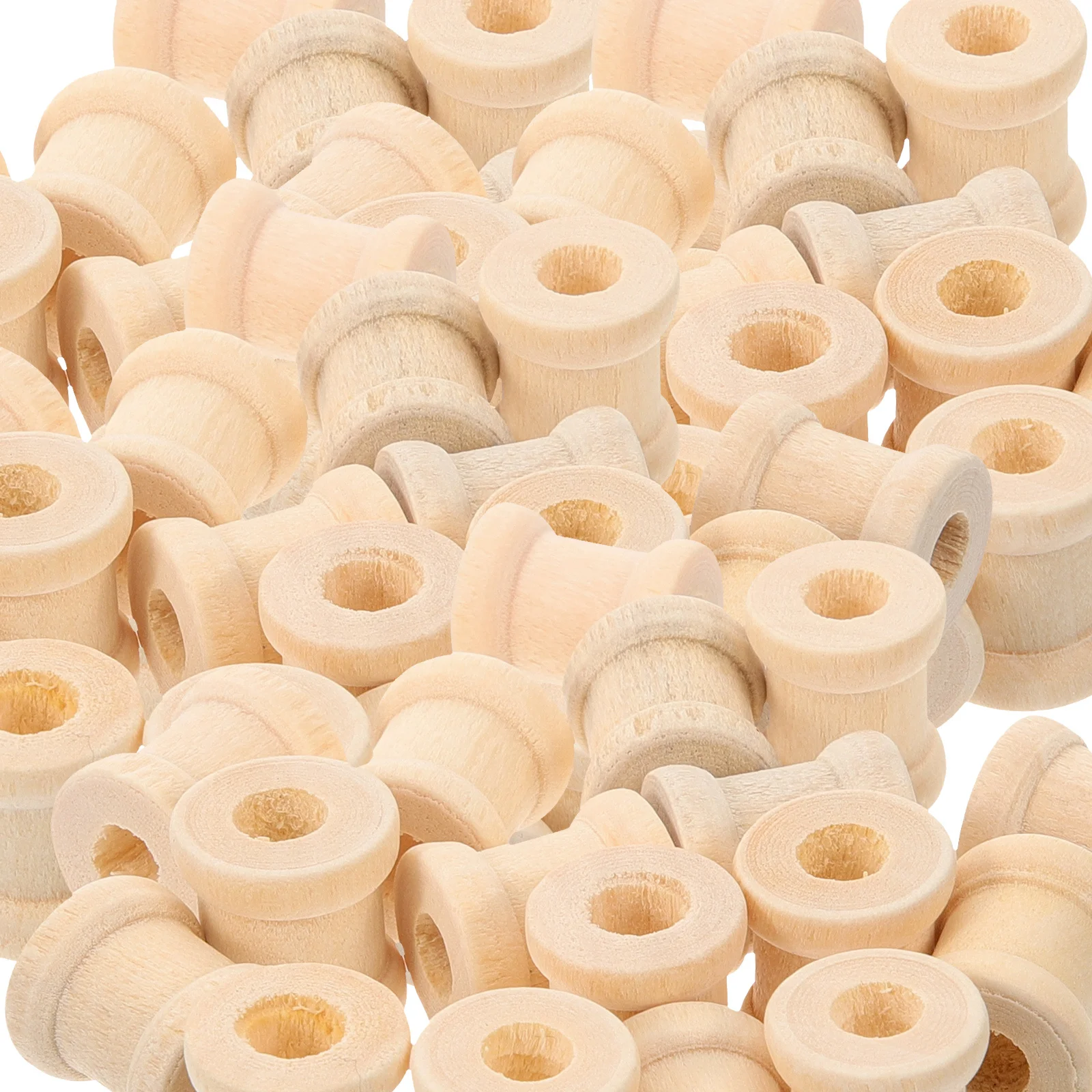 100 قطعة بكرات خشبية ملونة بسهولة غطى بالرمل البناء الصلب للأنشطة اليدوية موضوع خيوط الحبل 13x15 مللي متر