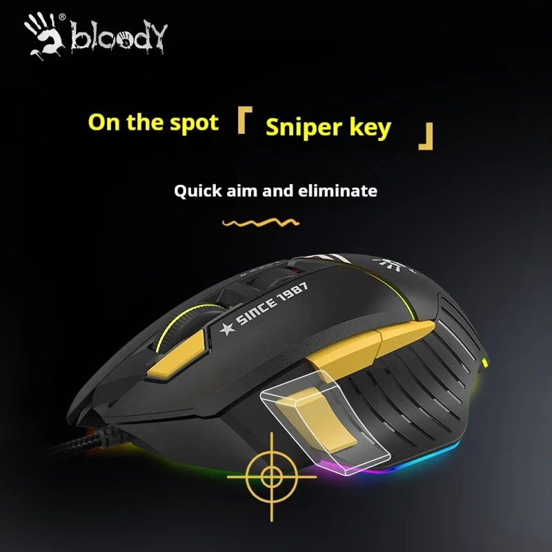 

Проводная игровая мышь Bloody Hand Ghost Series ES52QMAX, 6 кнопок, BC3332-A, игровой двигатель, быстрая реакция, мыши для киберспорта, подарки для геймеров