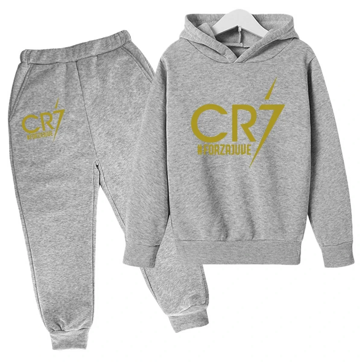 Kid's Spring Autumn Football Idol CR7 Clothes Hoodie+Pants Suit Suitable For Sports And Leisure Xmas Birthday Gift Children