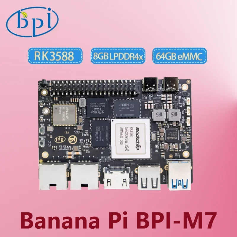 

Banana Pi BPI-M7 RockChip RK3588 Quad A76 2,4 ГГц Quad A55 1,8 ГГц Mali G610MC4 GPU опционально 8G/16G/32G LPDDR4