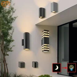 Impermeável LED Wall Lights com Sensor, Lâmpada interior e exterior, Luzes do jardim, Luzes da varanda, GU10, E27 Base, Moderna