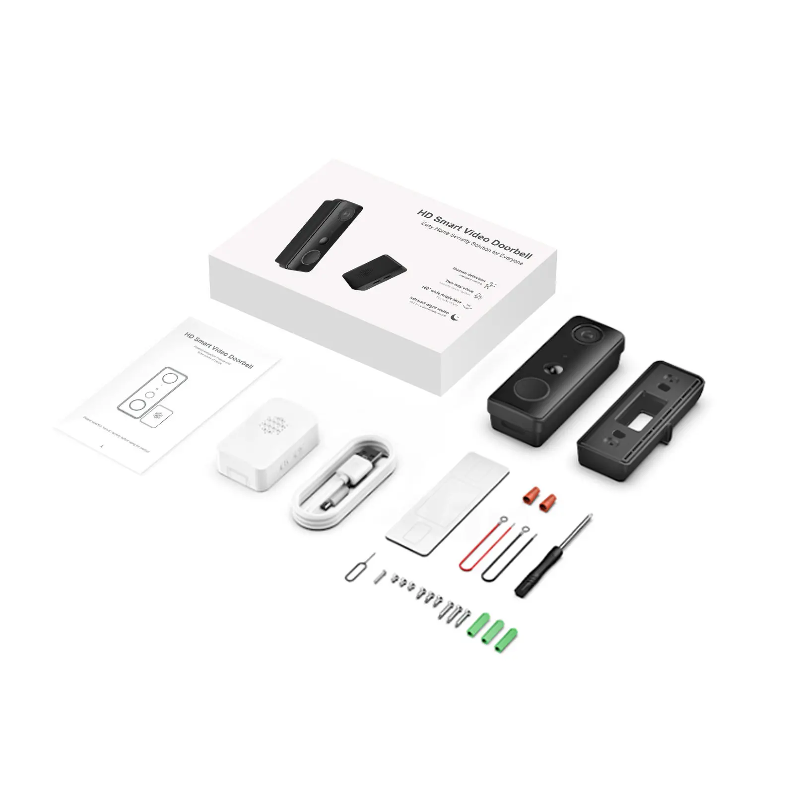 Doodle WiFi Video Doorbell Intelligent Voice Intercom Low Power Consumption High Definition Wireless Remote Doorbell Set