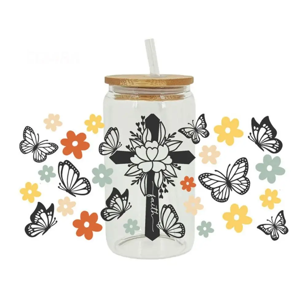 Cartoon Print UV DTF Transfer Sticker Waterproof Rub on Cup Wraps DIY Decals Clear Film Transfer Paper Transfer Cup Stickers