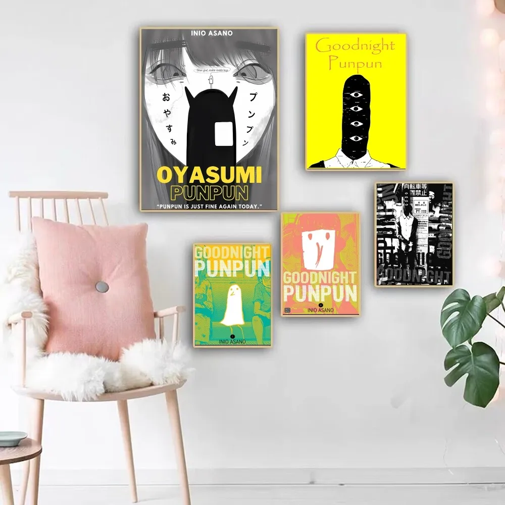 Goodnight Punpun selbst klebende Kunst Poster White paper druckt Poster Kunstwerk Wohnkultur