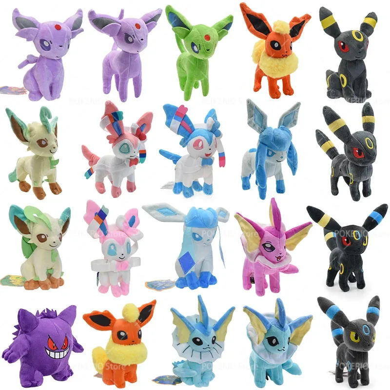 

30 стилей Rattata Gengar Squirtle Pokemon, плюшевые блестящие без бабочек Eevee Vaporeon Sylveon, мягкие набивные Peluche, детский рождественский подарок