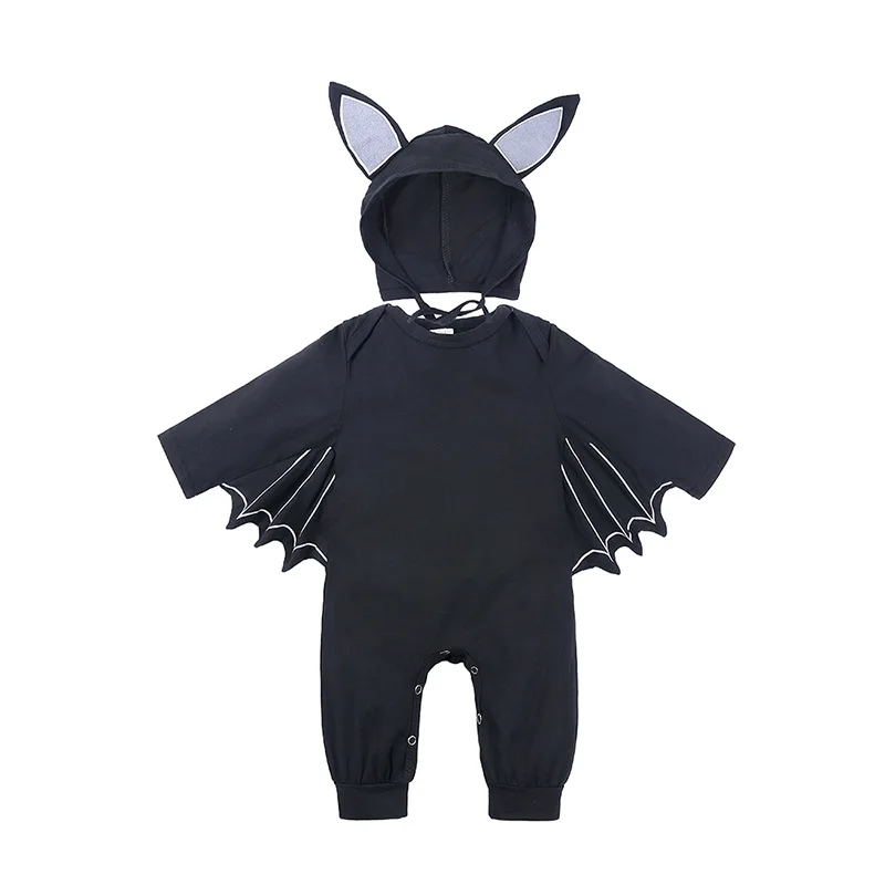 

Umorden Halloween Costume for Baby Infant 3-6M 6-12M 12-18M 18-24M Black Bat Romper Jumpsuit Hat Set