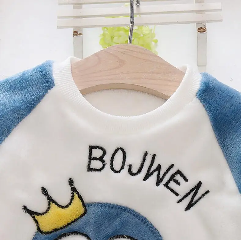 Jungen Korallen Fleece Pyjama Sets Plus Samt Dicke Flanell Homewear Kinder Winter Warme Nachtwäsche Anzug 2Pcs Mädchen Hosenanzug – Detail 6