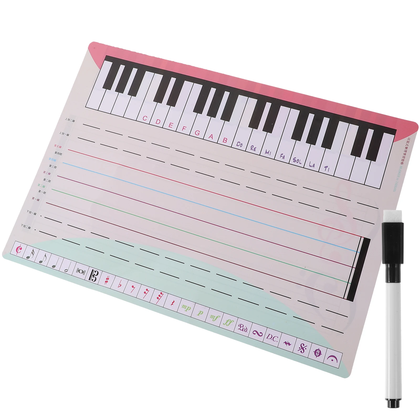 

1 Set Music Notation Whiteboard PET Paper Board Music Practice Whiteboard Piano Keyboard Stickers Music Teaching Practice Board