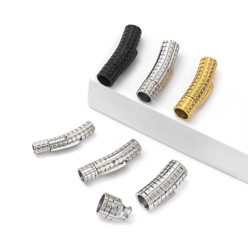 5Pcs 316L Stainless Steel Components Bayonet Clasps 2-8mm Hole Push Lock Lace Buckle Leather Cord Clasps For DIY Jewelry Making