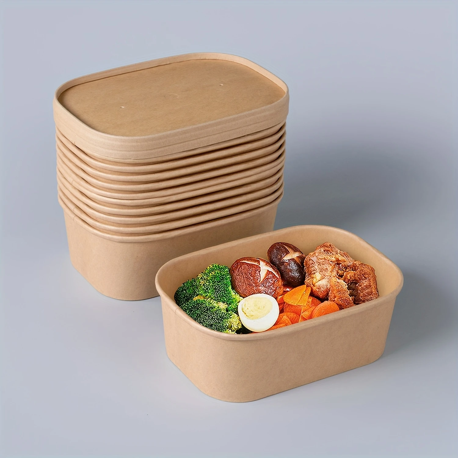 50pcs Square Kraft Paper Lunch Boxes - Thickened, Disposable, Flip-Top, Multipurpose Containers for Parties, Holidays, and Every