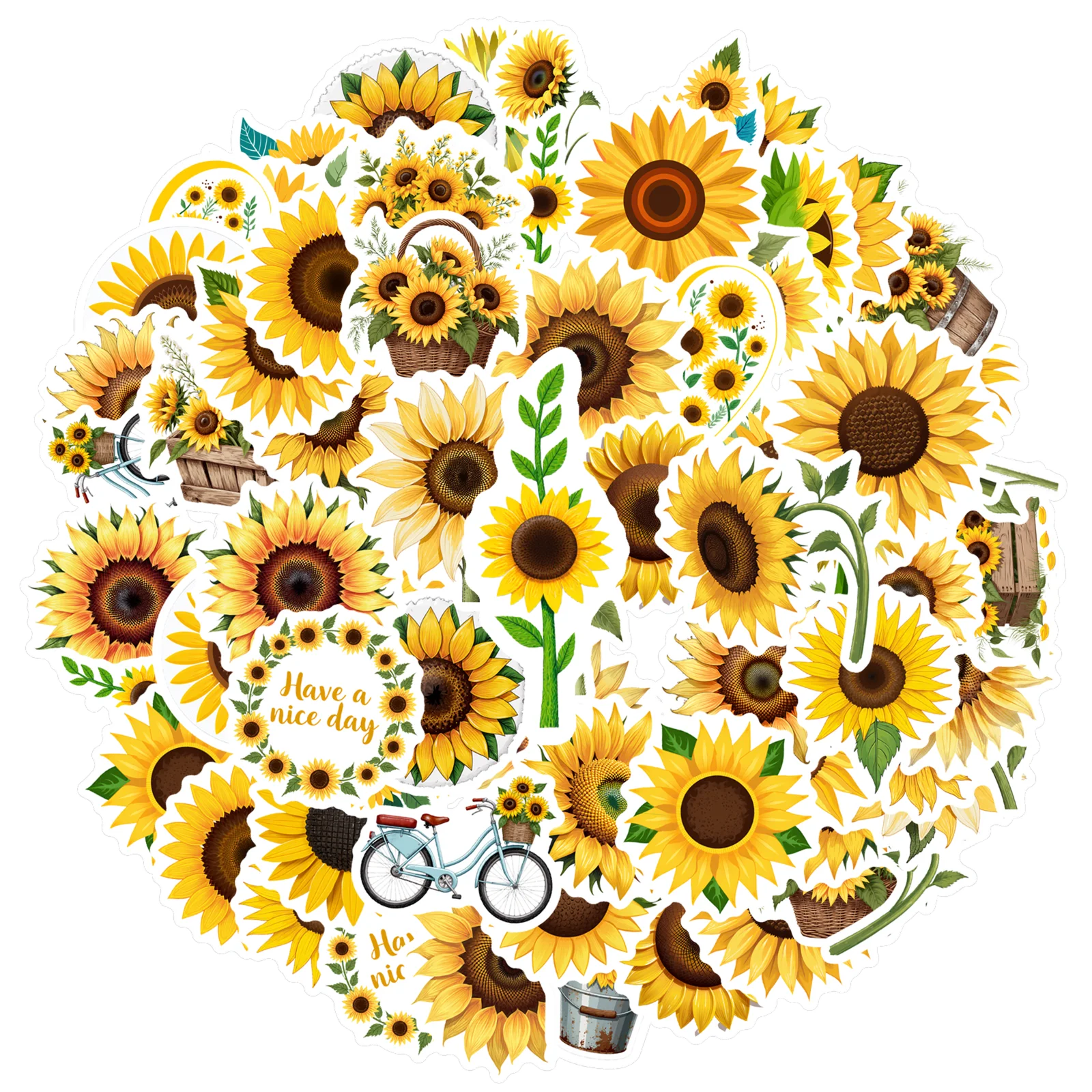 35pcs-50pcs Nature Nature Stickers Colorful Plants DIY Stickers Teacher Reward Stickers For DIY Phone Guitar Laptop Notebook