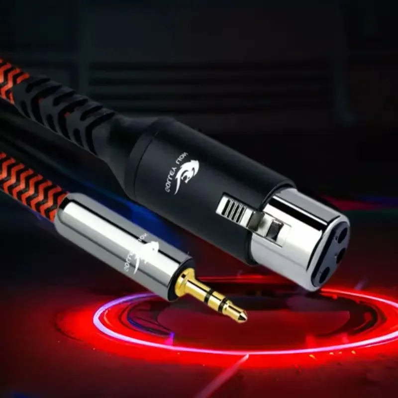 XLR Female To 1/8 Inch TRS Cable Low Latency XLR 3pin Female Cable Balanced Interconnect for 48V Phantom Power for Microphone