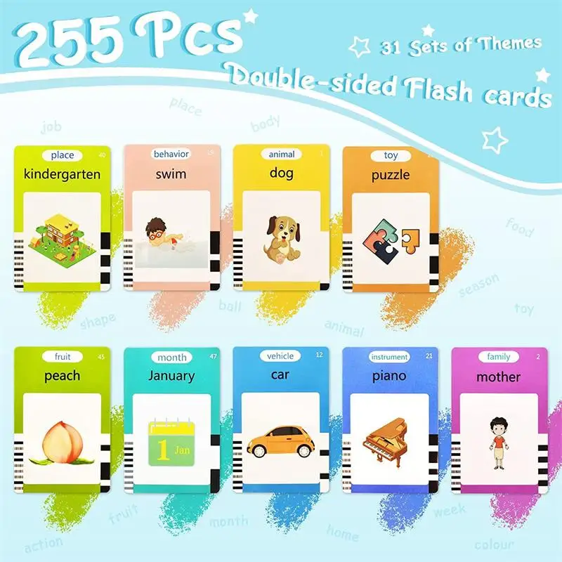 Flash Card Early Education Device Kids Preschool Learning Card Talking Card With Sound Toys Baby Boys Girls Reading Machine Gift