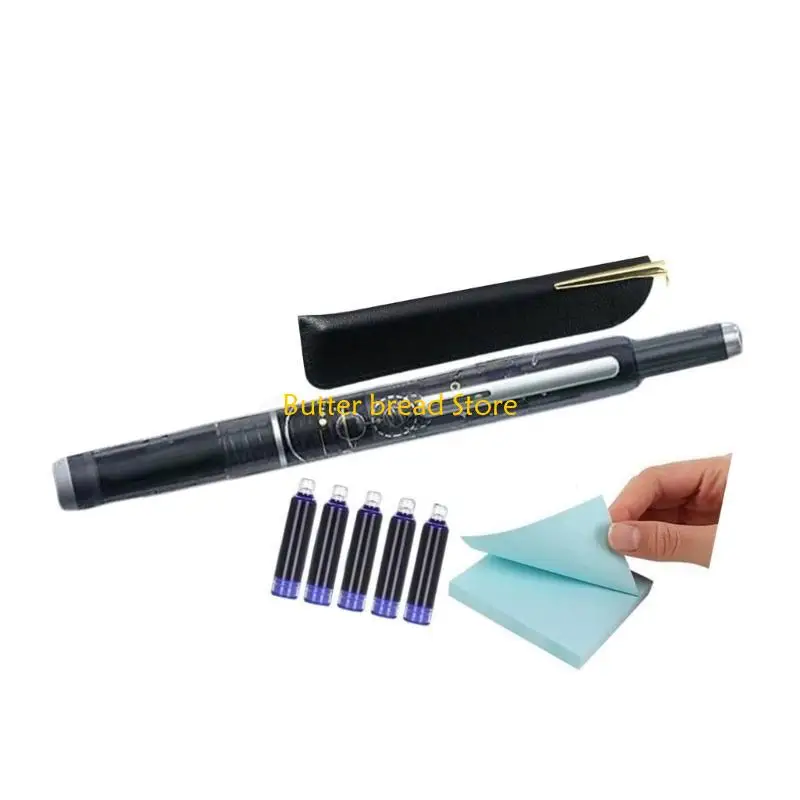 

W89c выдвижной фонтан -ручка с 5 чернилами мешочек тонкий кончик пресс -фонтан ручка