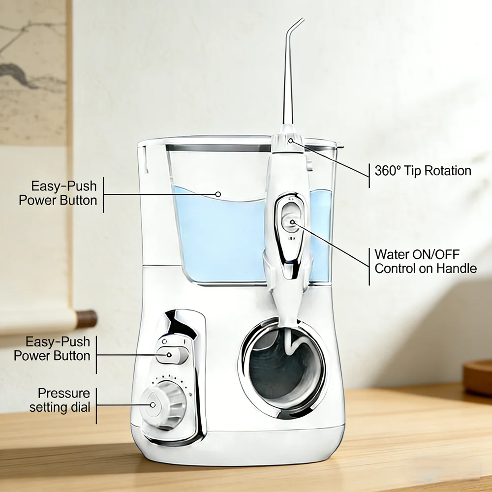 

800ML Electric Dental Water Jet 10 Modes 5 Nozzles Desktop Oral Irrigator for Teeth Cleaning & Bad Breath Control